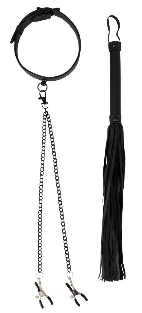 Puño de cuello con pinzas para pezones Bondage SeT Puño de cuello con pinzas para pezones Bondage SeT
