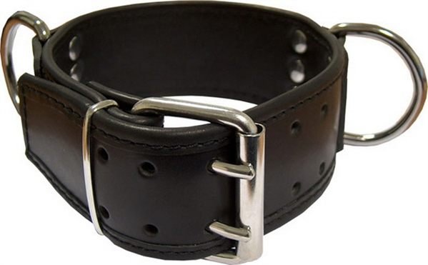Collar de esclavo ancho con anillos en D Collar de esclavo ancho con anillos en D