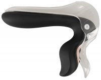 Vista previa: Bad Kitty Vibro-Spekulum mit LED – schwarz-transparent, geschlossen