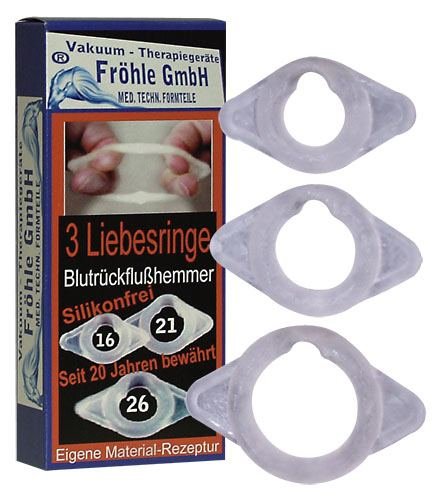 Paquete de 3 anillos para el pene Fröhle de 16 mm, 21 mm y 26 mm Paquete de 3 anillos para el pene Fröhle de 16 mm, 21 mm y 26 mm