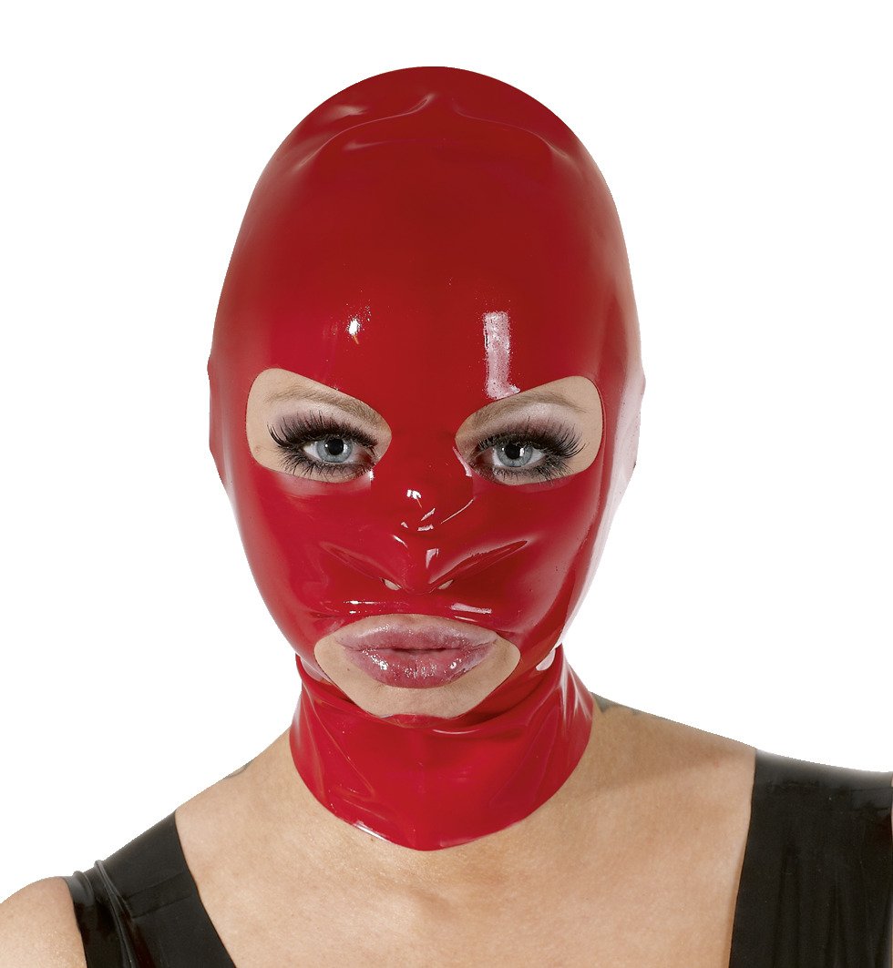 Máscara de látex roja para la cabeza