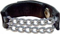 Correa de gallo de cuero con dos cadenas