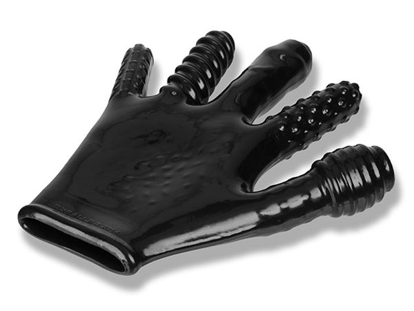 Oxballs Finger Fuck Glove – schwarzer Fisting-Handschuh mit strukturierten Fingern, Gesamtansicht