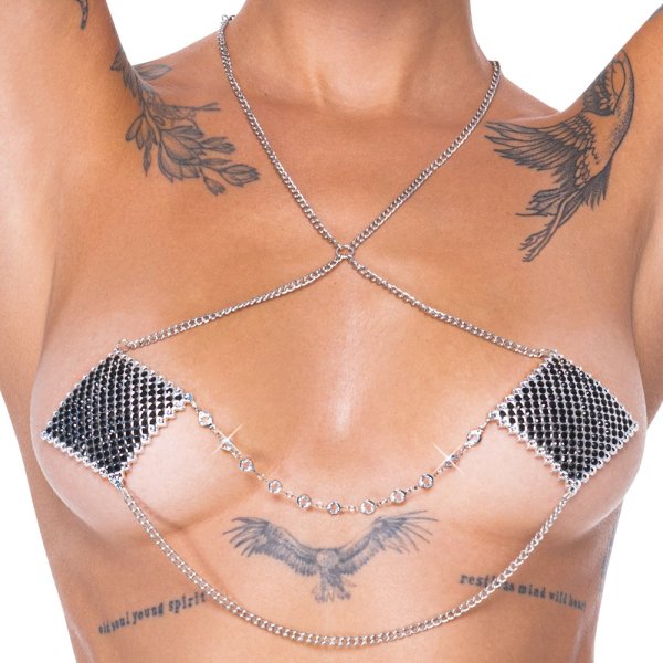 Pezonera de plata con collar