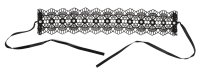 Vista previa: Schwarzes, gesticktes Halsband mit weißen Perlen