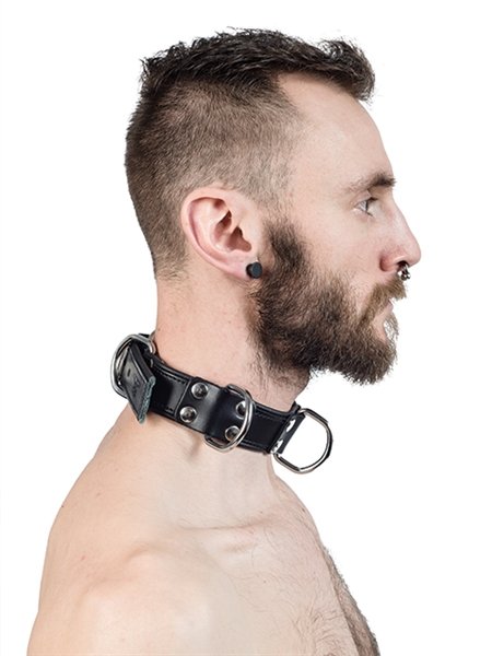 Puño de cuello 4 anillos en D Negro Puño de cuello 4 anillos en D Negro