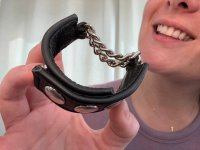 Vista previa: Cockstrap de cuero con dos cadenas