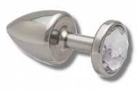 Vista previa: Buttplug 30 mm aus Edelstahl Kristall weiß