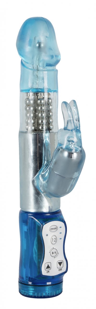 Vibrador de perlas azules con brazo estimulador de clítoris Vibrador de perlas azules con brazo estimulador de clítoris