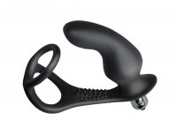 Vista previa: Analplug mit Penisring, Vibrationen und genopptem Steg